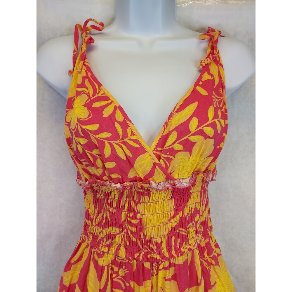 Patrons Of Peace Arcadia Jumpsuit Women's M Tropical Floral Smocked Top Wide Leg - Picture 5 of 16